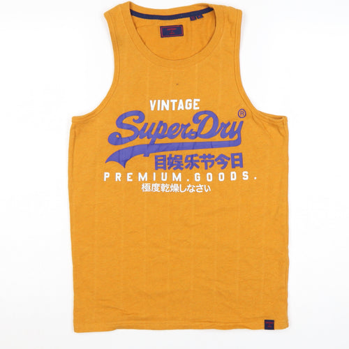 Superdry Men's Yellow Vintage Sleeveless T-Shirt Size S