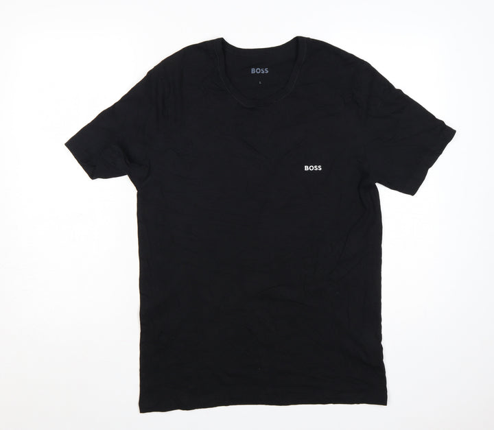 Hugo Boss Men's Black Crew Neck Cotton T-Shirt Size L