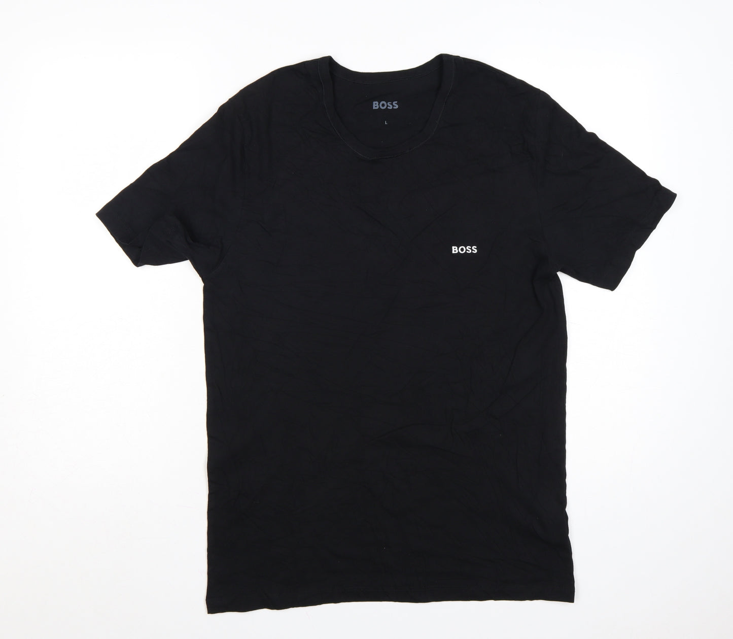 Hugo Boss Men's Black Crew Neck Cotton T-Shirt Size L