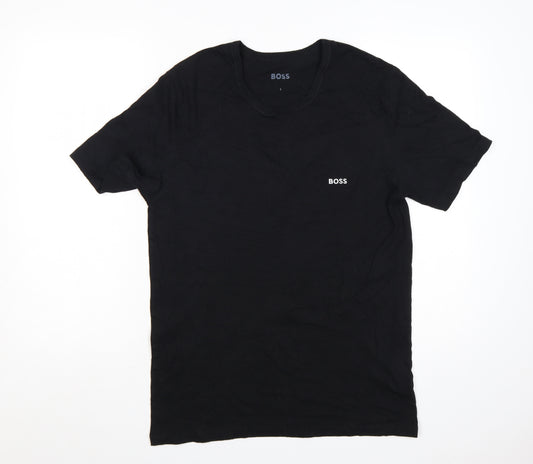 Hugo Boss Men's Black Crew Neck Cotton T-Shirt Size L