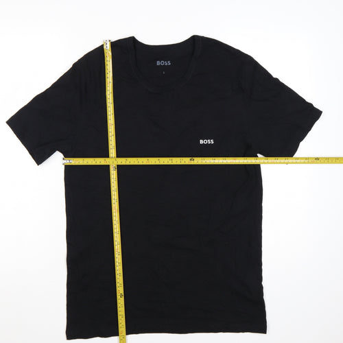 Hugo Boss Men's Black Crew Neck Cotton T-Shirt Size L