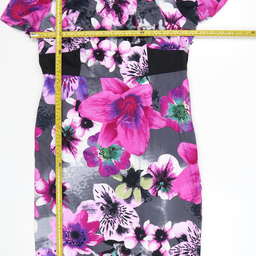 Marks and Spencer Per Una Women’s Purple Floral Bodycon Dress UK 14