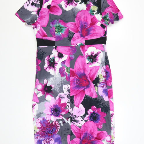 Marks and Spencer Per Una Women’s Purple Floral Bodycon Dress UK 14
