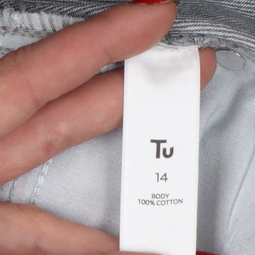 Tu Women Silver Denim Midi Pencil Skirt Size 14 Cotton