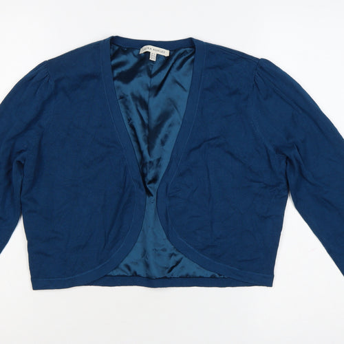 Laura Ashley Women's Blue V-Neck Long Sleeve Cardigan Size 16