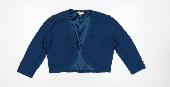 Laura Ashley Women's Blue V-Neck Long Sleeve Cardigan Size 16
