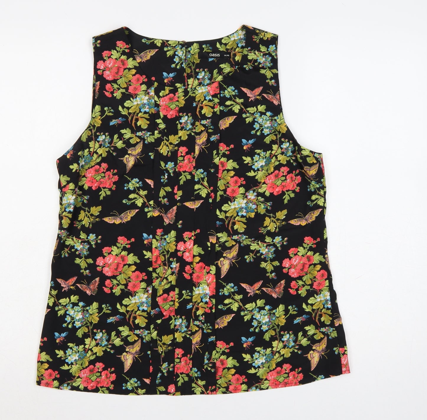 Oasis Women's Multicoloured Floral Sleeveless Blouse Size 14
