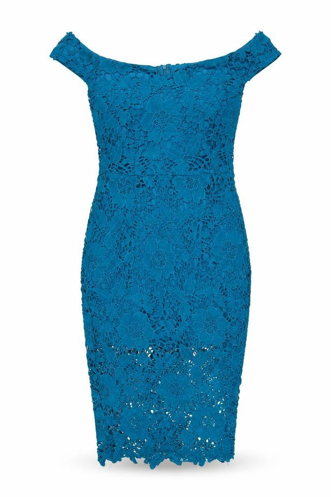 Motel Women’s Blue Lace Off Shoulder Bodycon Dress UK 10