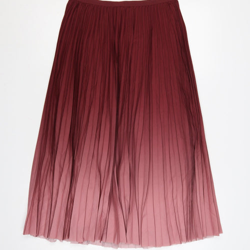 French Connection Womens Red Pleated Midi Skirt Size 10