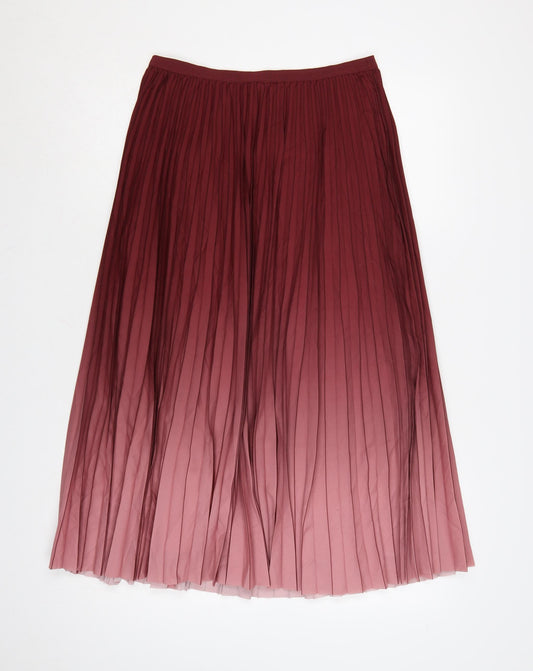 French Connection Womens Red Pleated Midi Skirt Size 10