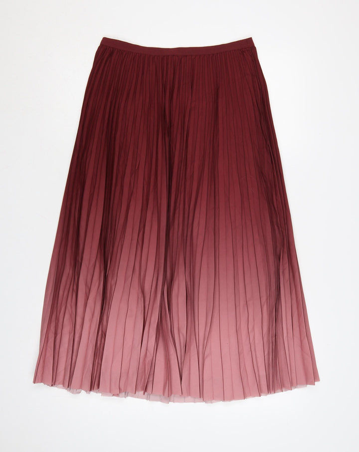 French Connection Womens Red Pleated Midi Skirt Size 10