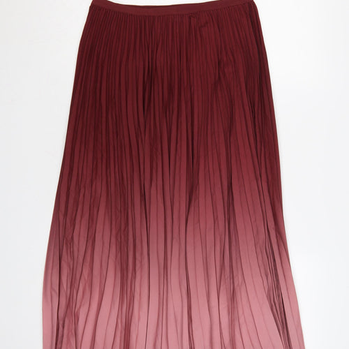 French Connection Womens Red Pleated Midi Skirt Size 10