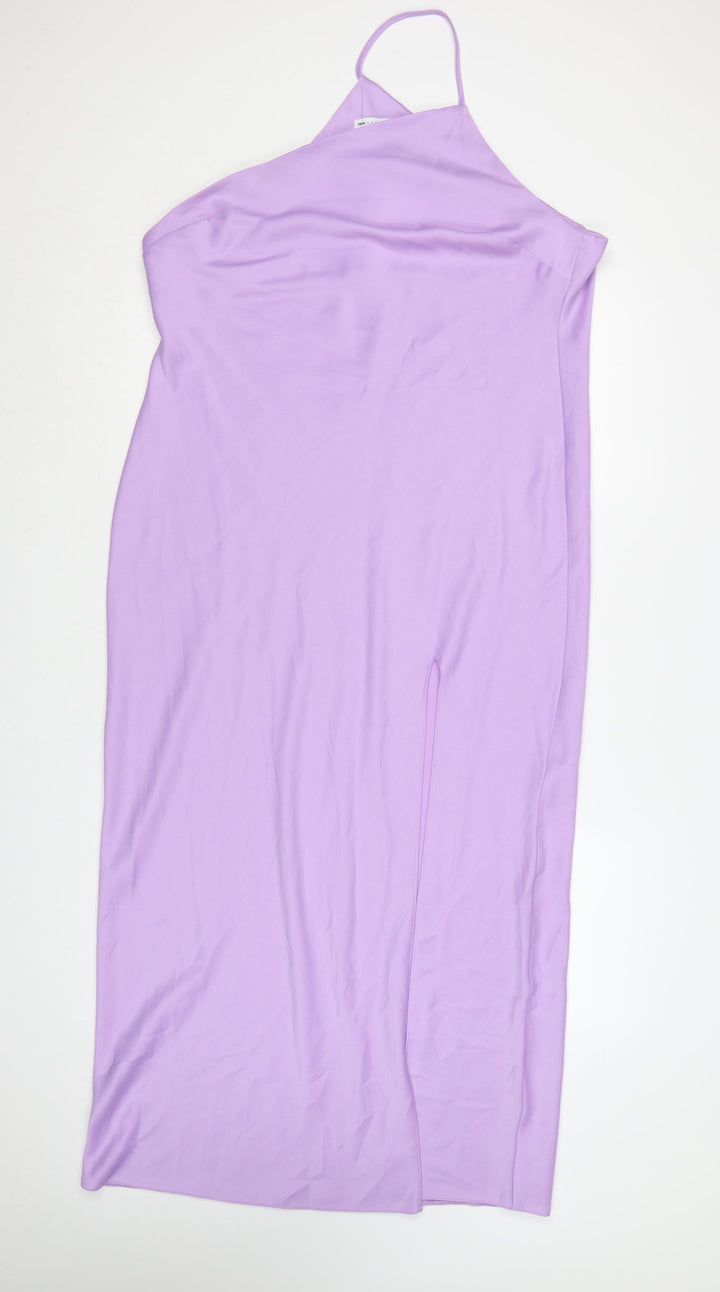 ASOS DESIGN Women's Purple Halter Slip Midi Dress Size 16