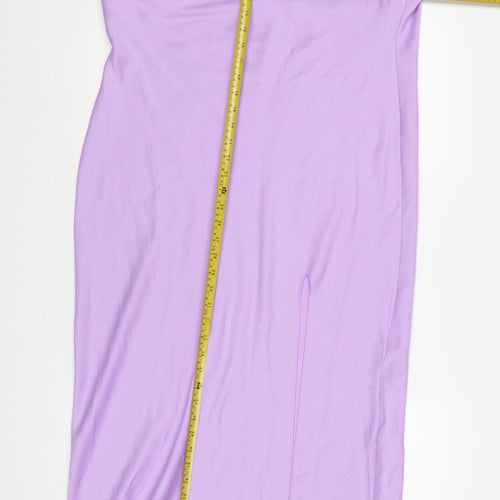 ASOS DESIGN Women's Purple Halter Slip Midi Dress Size 16