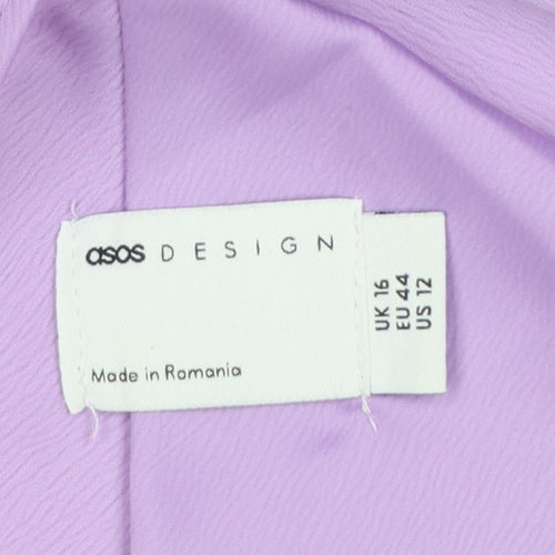 ASOS DESIGN Women's Purple Halter Slip Midi Dress Size 16