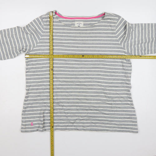Joules Women Grey Striped Long Sleeve Cotton Nautical Top Size 18