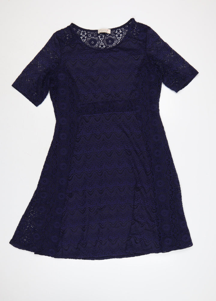 Marks and Spencer Per Una Women Blue Lace A-Line Knee Length Dress Size 16