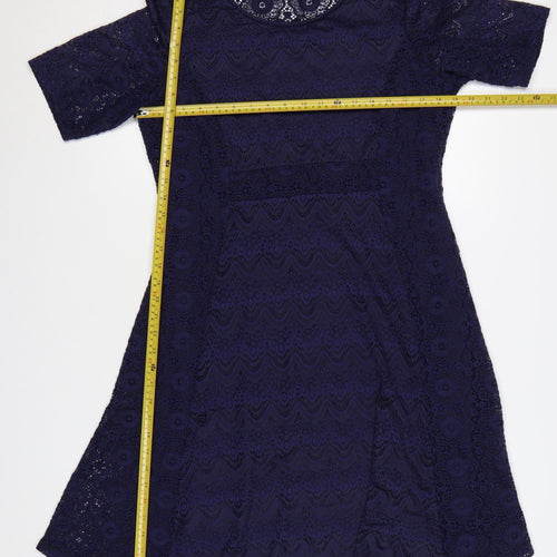 Marks and Spencer Per Una Women Blue Lace A-Line Knee Length Dress Size 16