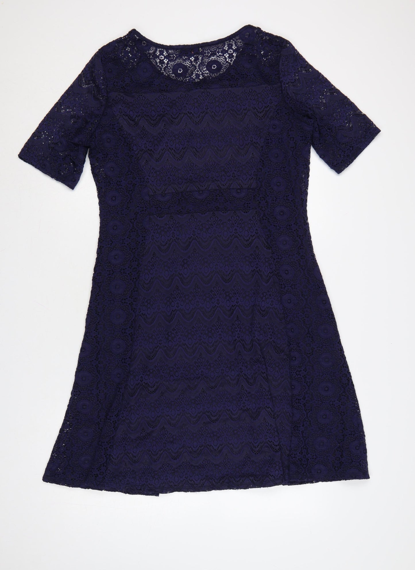 Marks and Spencer Per Una Women Blue Lace A-Line Knee Length Dress Size 16