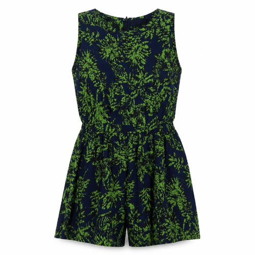 AX Paris Women’s Blue Green Floral Cotton Sleeveless Playsuit Size 14