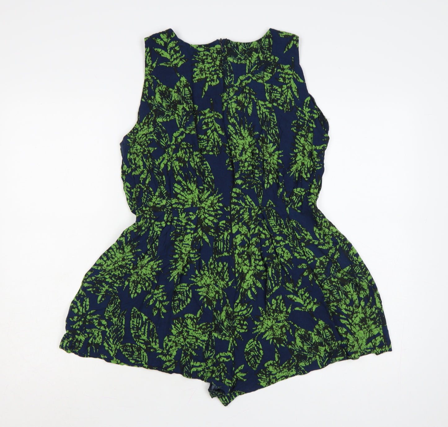 AX Paris Women’s Blue Green Floral Cotton Sleeveless Playsuit Size 14