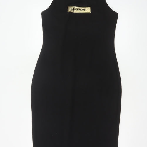 Superdry Women Black Bodycon Halter Knee Dress Size 10