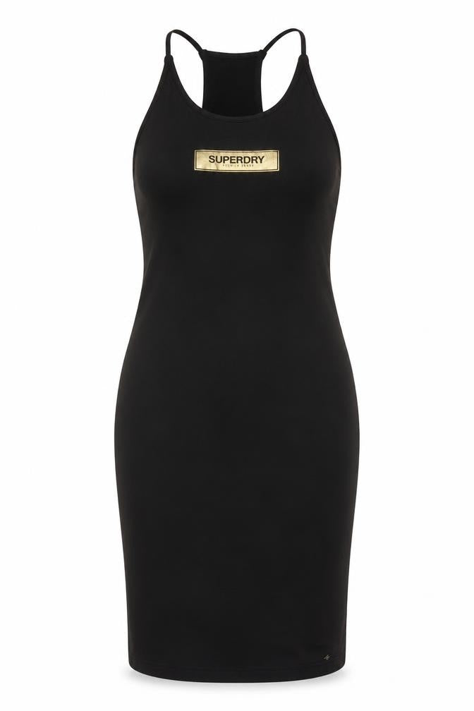 Superdry Women Black Bodycon Halter Knee Dress Size 10
