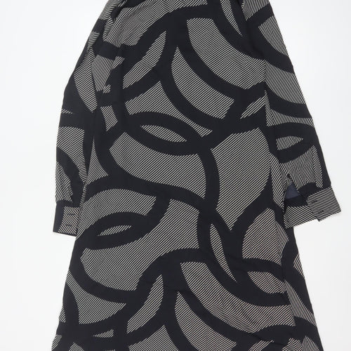 H&M Women’s Black Geometric Shirt Dress M Long Sleeve Collared