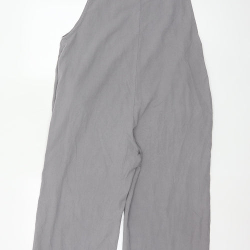 Zanzea Women Grey Cotton Wide-Leg Dungaree Jumpsuit XL