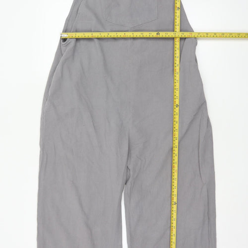 Zanzea Women Grey Cotton Wide-Leg Dungaree Jumpsuit XL