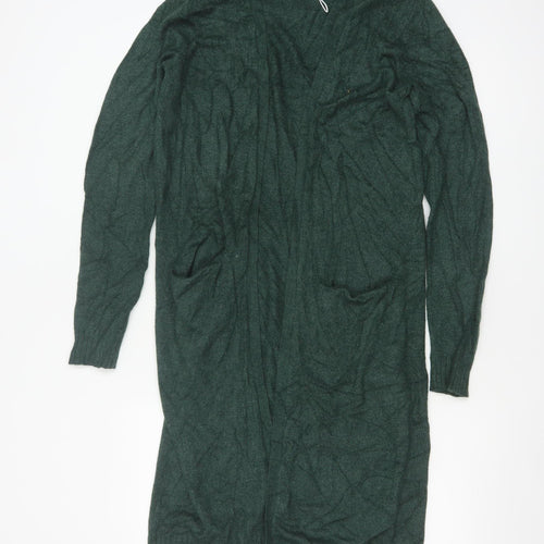 VILA Womens Green Long Cardigan S Viscose Blend Open Front