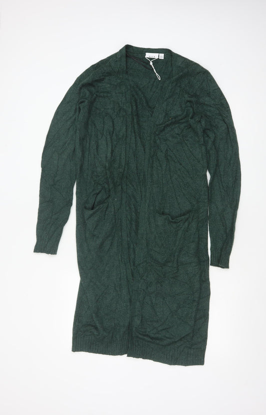 VILA Womens Green Long Cardigan S Viscose Blend Open Front
