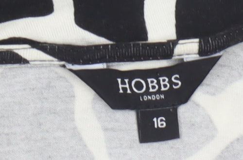 Hobbs Women’s Black Animal Print Wrap Dress Size 16 Short Sleeve