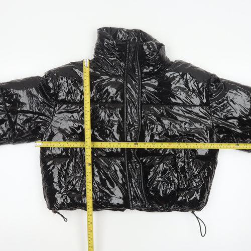 Topshop Women’s Black Cropped Puffer Jacket Size 6 Zip Winter Coat
