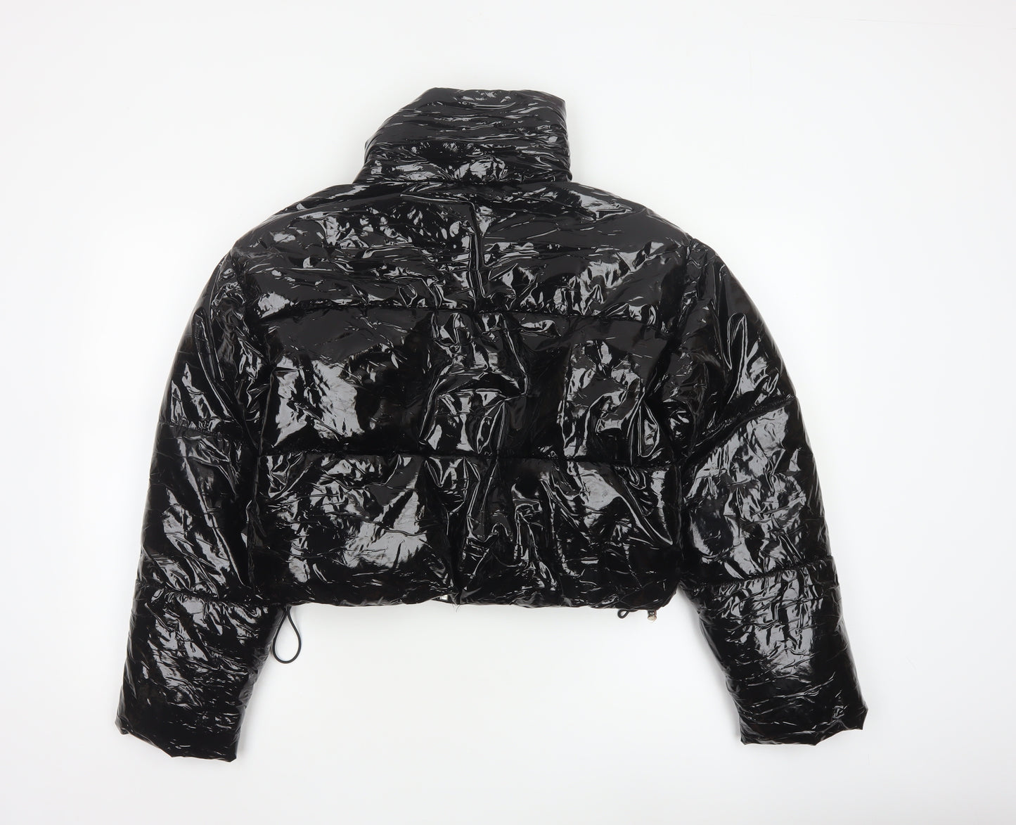 Topshop Women’s Black Cropped Puffer Jacket Size 6 Zip Winter Coat