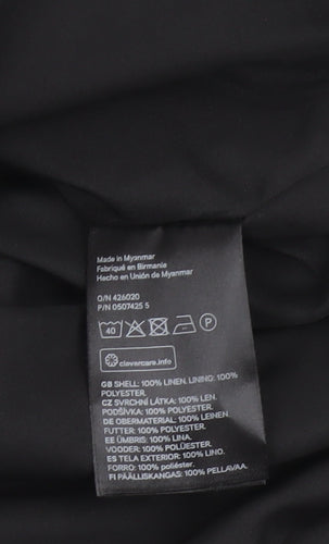 H&M Men's Black Linen Bomber Jacket L Regular Fit Zip Up