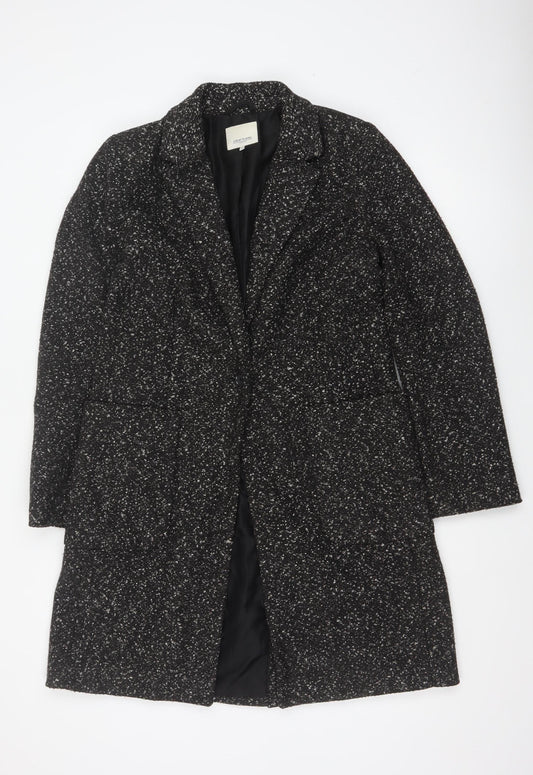 Great Plains Women Black XS Tweed Mid-Length Overcoat