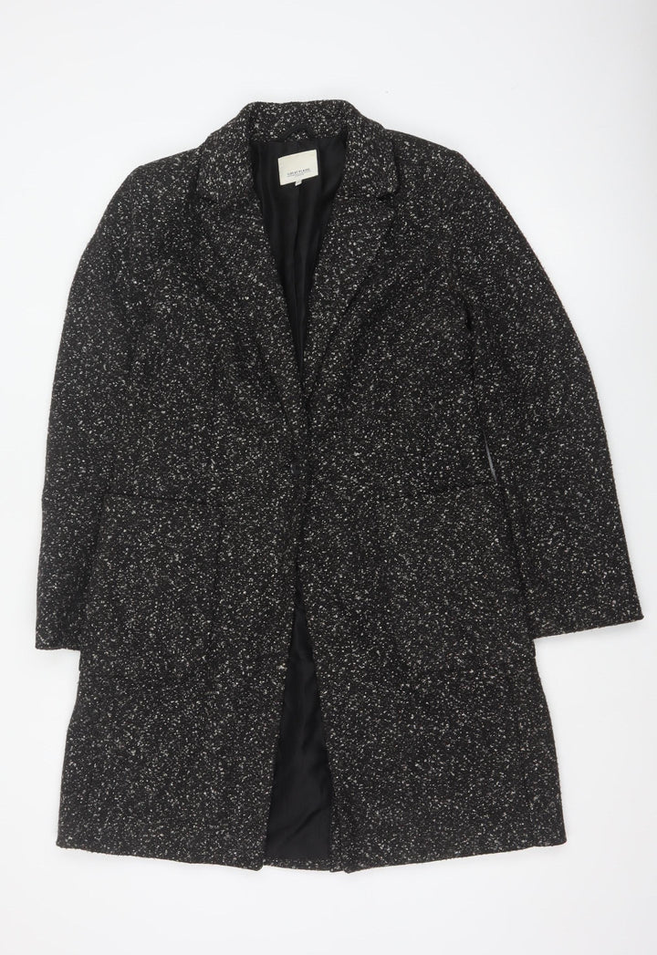 Great Plains Women Black XS Tweed Mid-Length Overcoat
