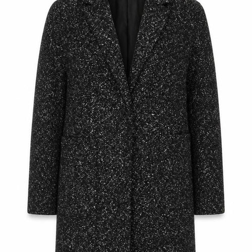 Great Plains Women Black XS Tweed Mid-Length Overcoat