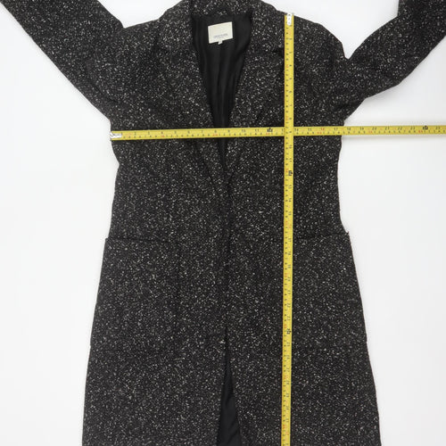 Great Plains Women Black XS Tweed Mid-Length Overcoat