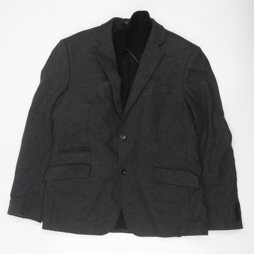 Linea Men’s Grey Wool Blend Blazer Jacket Size L Classic Formal
