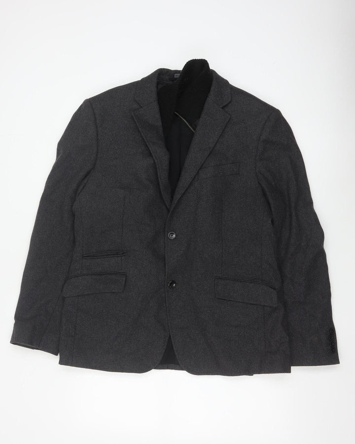 Linea Men’s Grey Wool Blend Blazer Jacket Size L Classic Formal