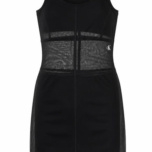 Calvin Klein Jeans Women’s Black Bodycon Sleeveless Mesh Dress L