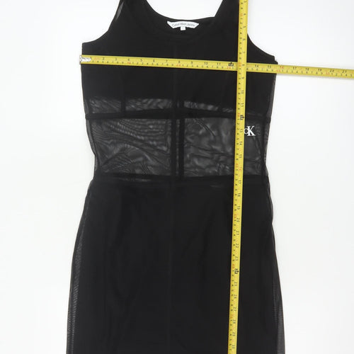 Calvin Klein Jeans Women’s Black Bodycon Sleeveless Mesh Dress L
