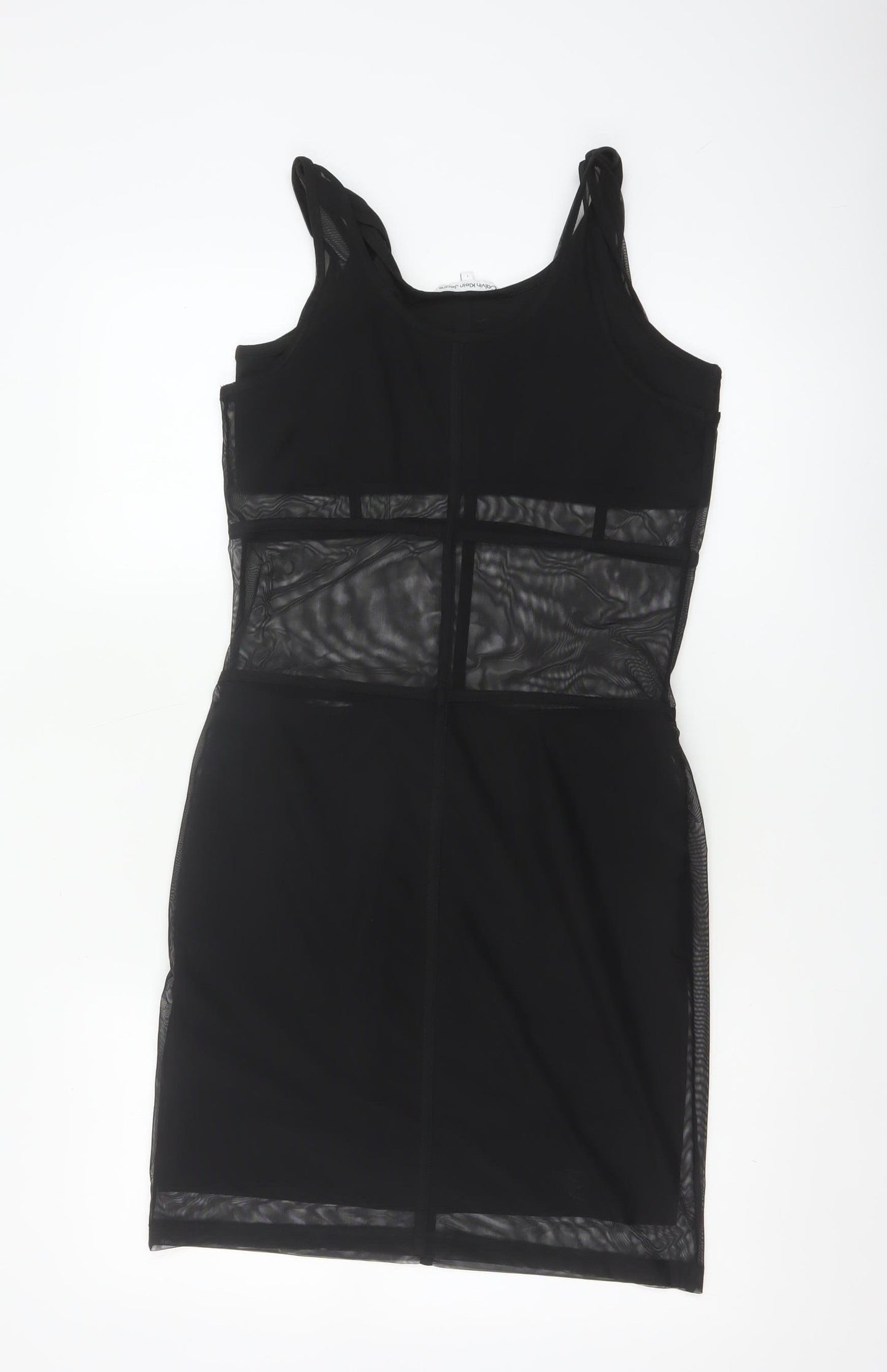 Calvin Klein Jeans Women’s Black Bodycon Sleeveless Mesh Dress L