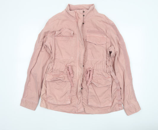 Marks and Spencer Womens Pink Cotton Military Jacket Size 10