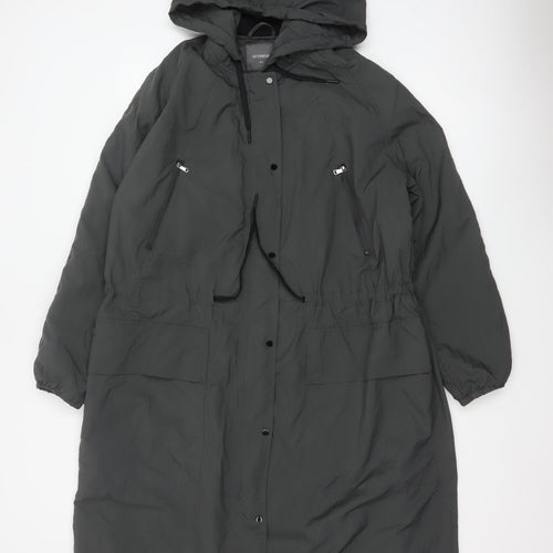 Next Women Grey Hooded Parka Coat Size 8 Long Nylon Jacket