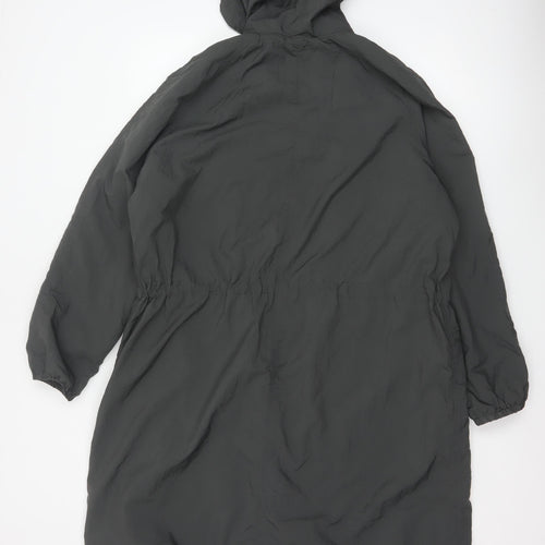 Next Women Grey Hooded Parka Coat Size 8 Long Nylon Jacket