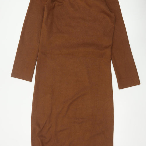 Pretty Lavish Women Brown 2XL Off Shoulder Knit Bodycon Dress