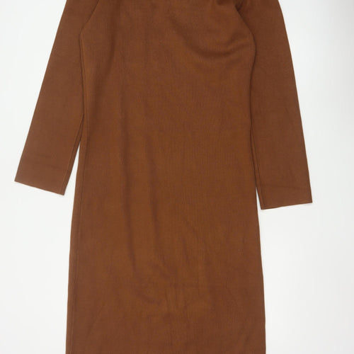 Pretty Lavish Women Brown 2XL Off Shoulder Knit Bodycon Dress